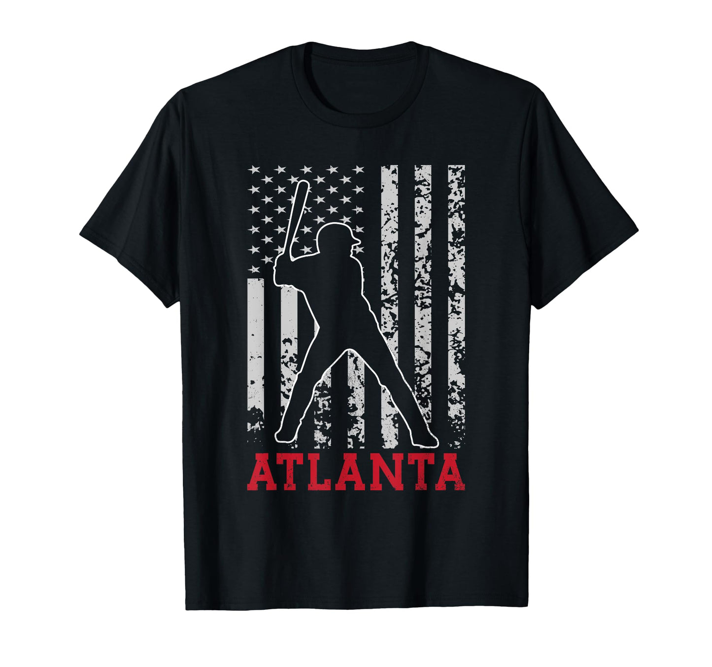 Atlanta American Flag Distressed T-Shirt - Novelty Apparel for Adults - T-Shirt, Sweatshirt, Hoodie