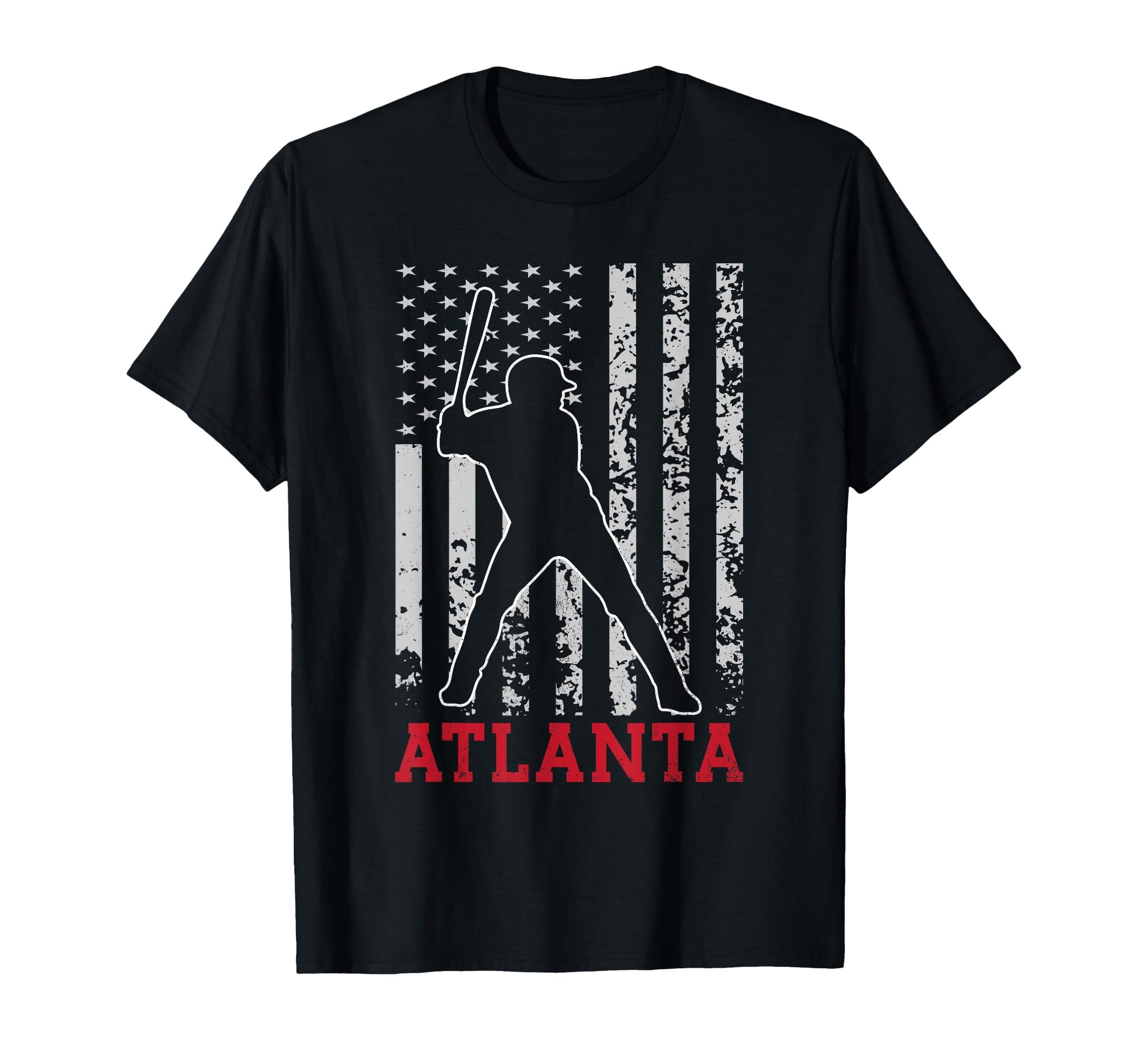 Atlanta American Flag Distressed T-Shirt - Novelty Apparel for Adults - T-Shirt, Sweatshirt, Hoodie