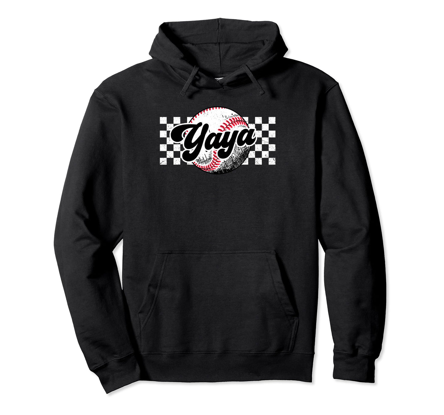 Baseball Yaya T Ball Yaya Checkered Hoodie - Minimalist Print Men Women - T-Shirt, Sweatshirt, Hoodie