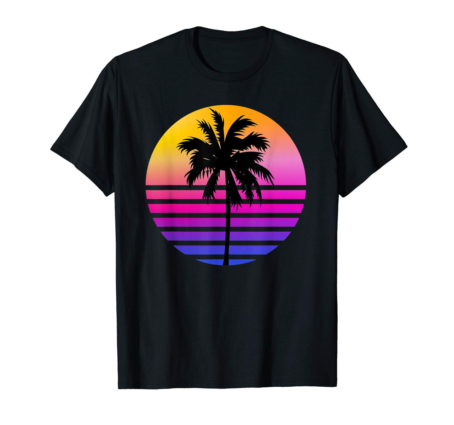 Palm Tree Silhouette Sunset 80S T-Shirt - Minimalist Print Unisex - T-Shirt, Sweatshirt, Hoodie