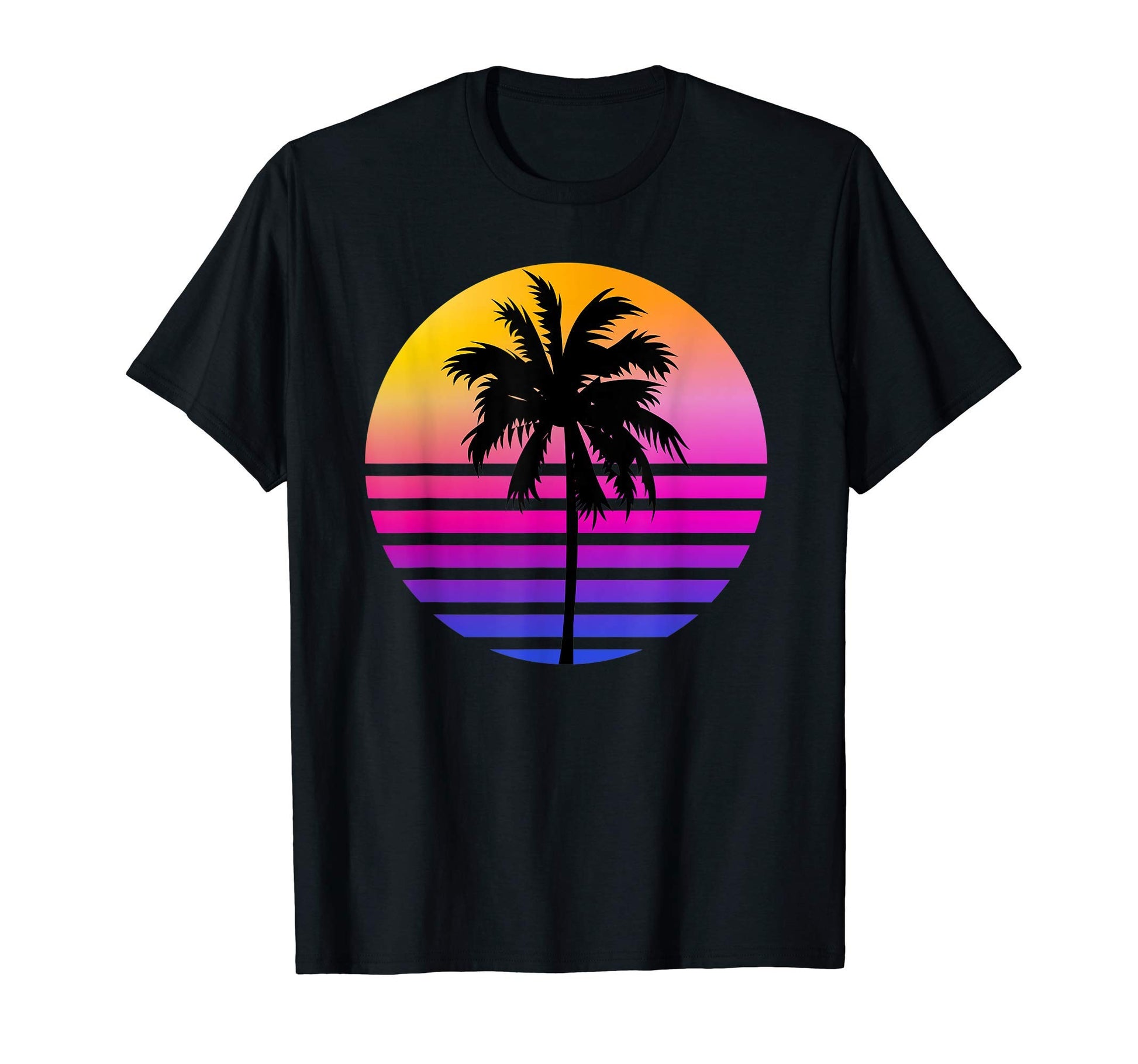 Palm Tree Silhouette Sunset 80S T-Shirt - Minimalist Print Unisex - T-Shirt, Sweatshirt, Hoodie