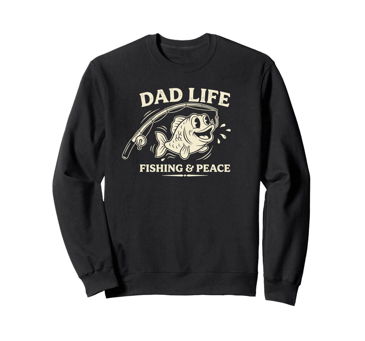 Dad Life Fishing Peace Cartoon Sweatshirt - Custom Art Print for Adults - T-Shirt, Sweatshirt, Hoodie