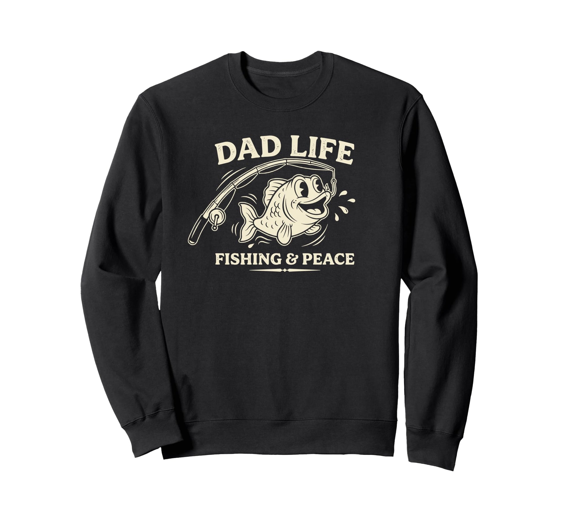Dad Life Fishing Peace Cartoon Sweatshirt - Custom Art Print for Adults - T-Shirt, Sweatshirt, Hoodie