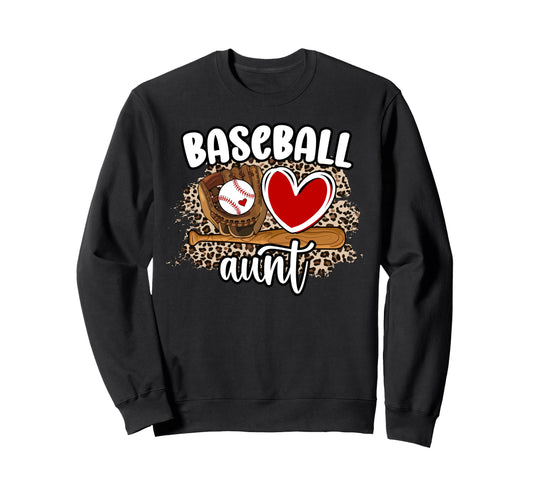 Baseball Aunt Leopard Aunt Baseball Sweatshirt - Unique Graphic for Adults - T-Shirt, Sweatshirt, Hoodie