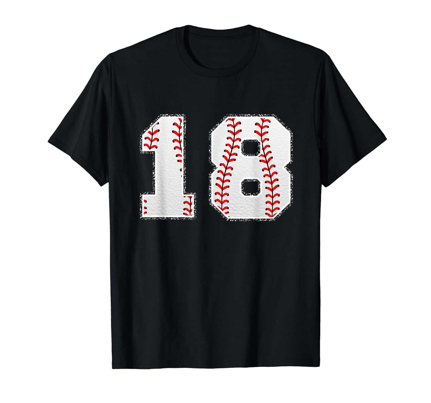 Number 18 Baseball Distressed Number T-Shirt - Unique Graphic Unisex - T-Shirt, Sweatshirt, Hoodie