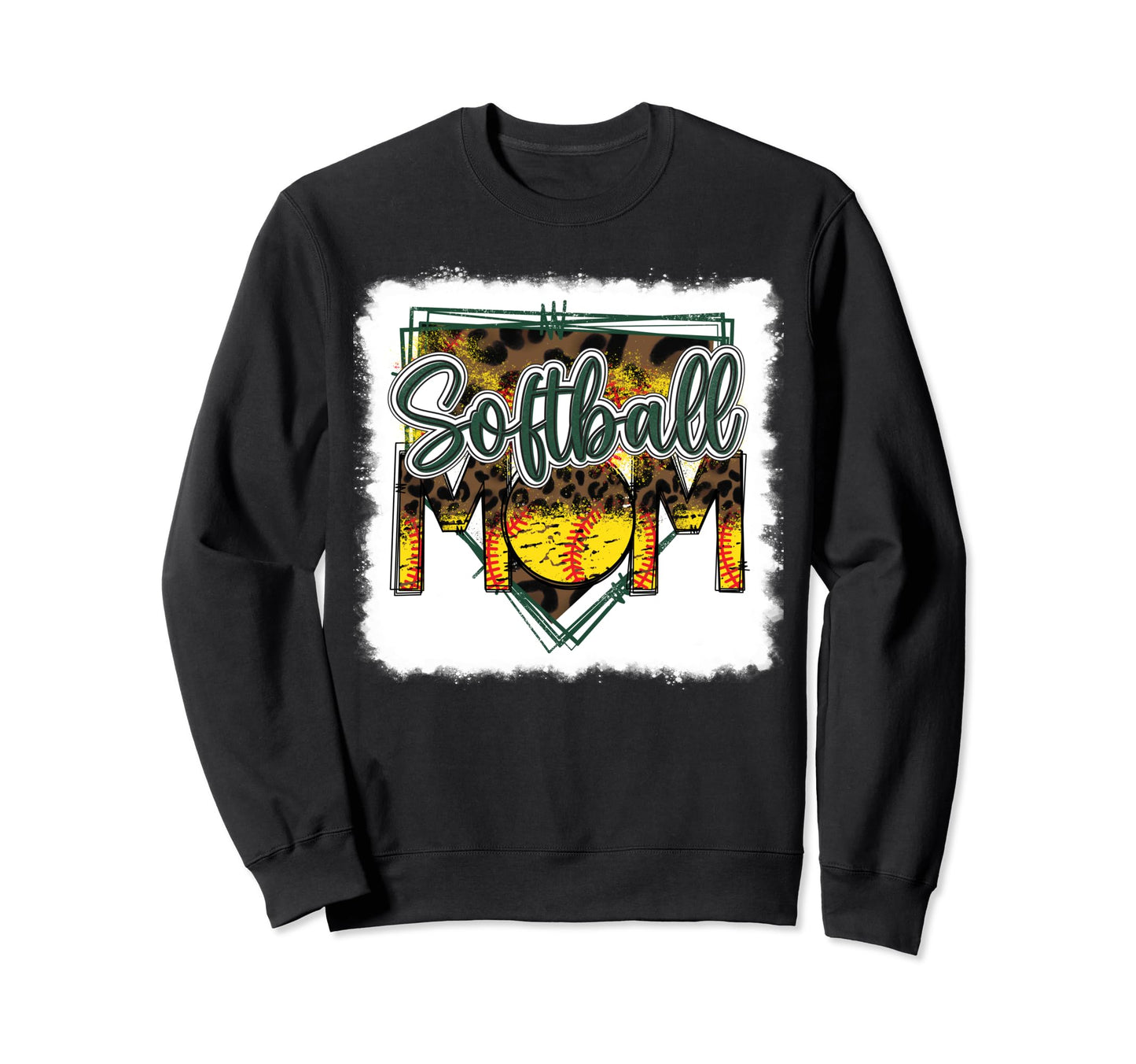 Bleached Softball Mom Leopard Funny Sweatshirt - Aesthetic Graphic Unisex - T-Shirt, Sweatshirt, Hoodie