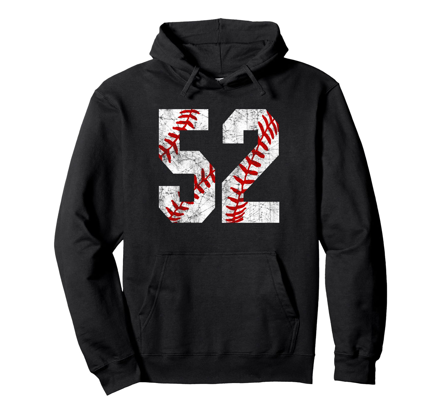 Distressed Baseball Number 52 Hoodie - Casual Everyday Wear for Adults - T-Shirt, Sweatshirt, Hoodie
