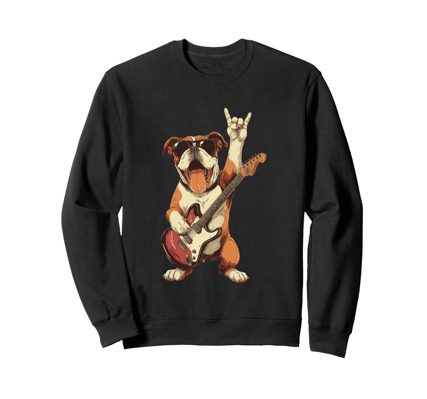 Funny Rock Dog Bulldog Music Lover Sweatshirt - Novelty Apparel Unisex - T-Shirt, Sweatshirt, Hoodie