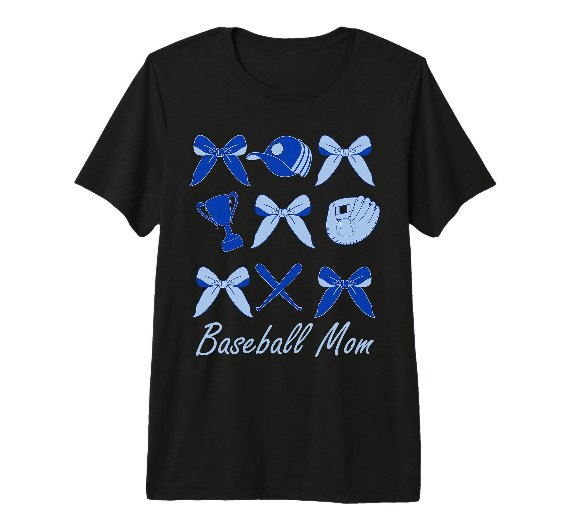 Baseball Mom Coquette Bow Blue Baseball T-Shirt - Streetwear Style Unisex - T-Shirt, Sweatshirt, Hoodie