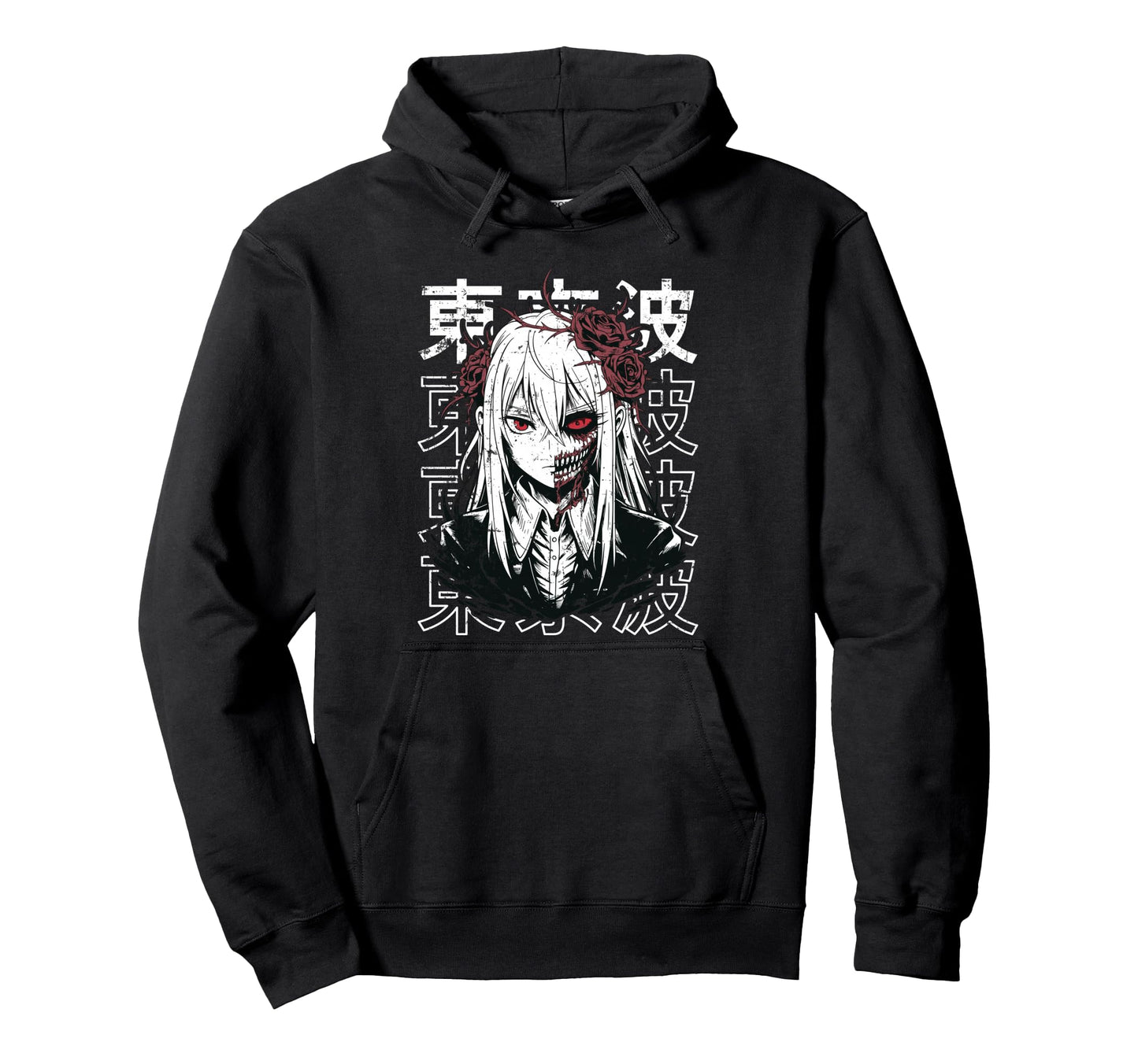 Horror Anime Goth Oni Mask Creepy Hoodie - Fun Novelty Design Unisex - T-Shirt, Sweatshirt, Hoodie