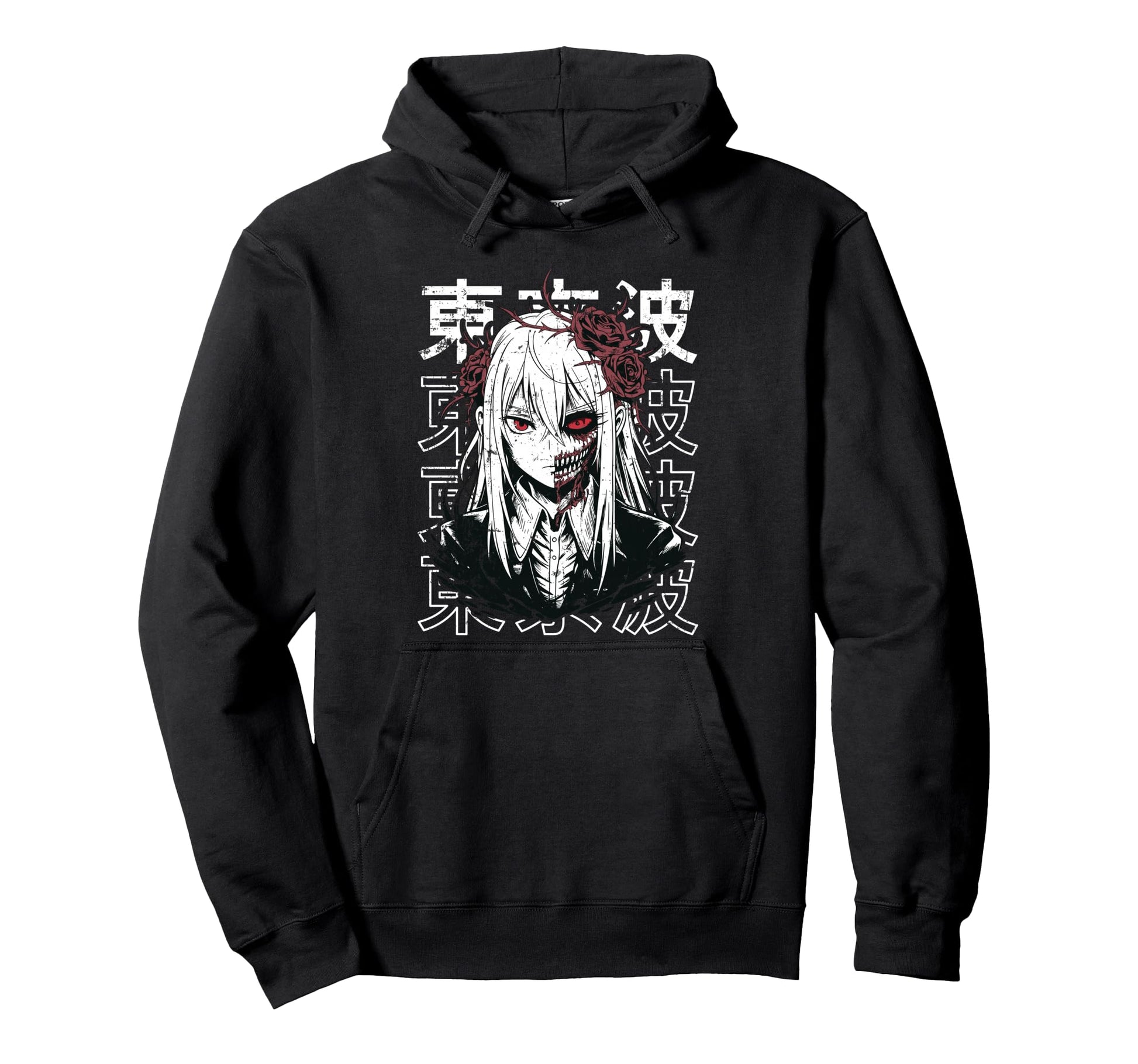 Horror Anime Goth Oni Mask Creepy Hoodie - Fun Novelty Design Unisex - T-Shirt, Sweatshirt, Hoodie