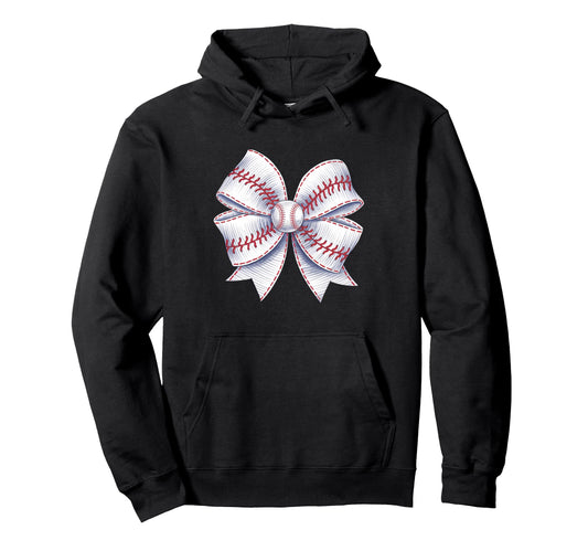 Baseball Coquette Bow Baseball Mom Hoodie - Trendy Graphic Unisex - T-Shirt, Sweatshirt, Hoodie