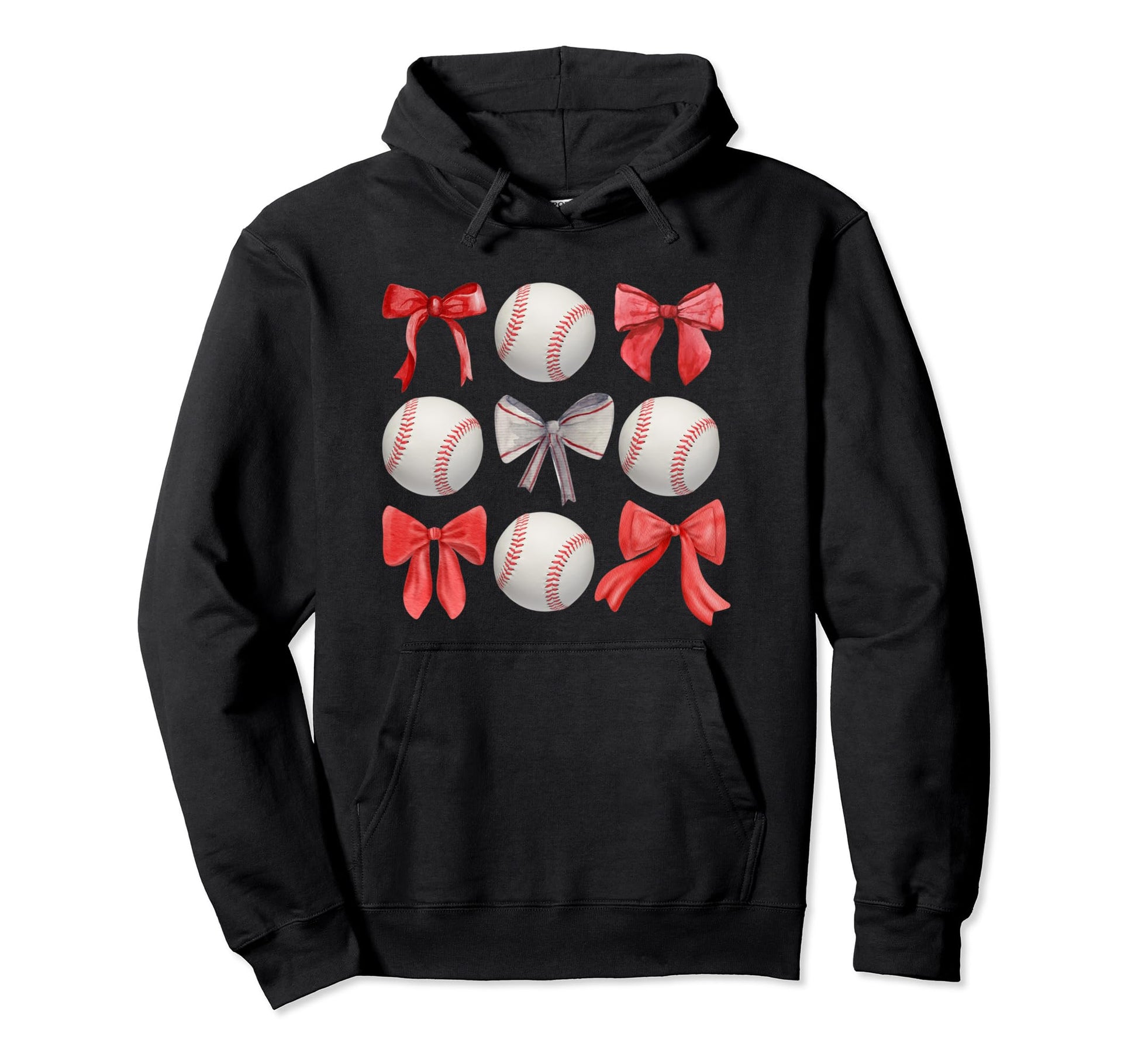 Baseball Season Coquette Bows Hoodie - Fun Novelty Design Men Women - T-Shirt, Sweatshirt, Hoodie