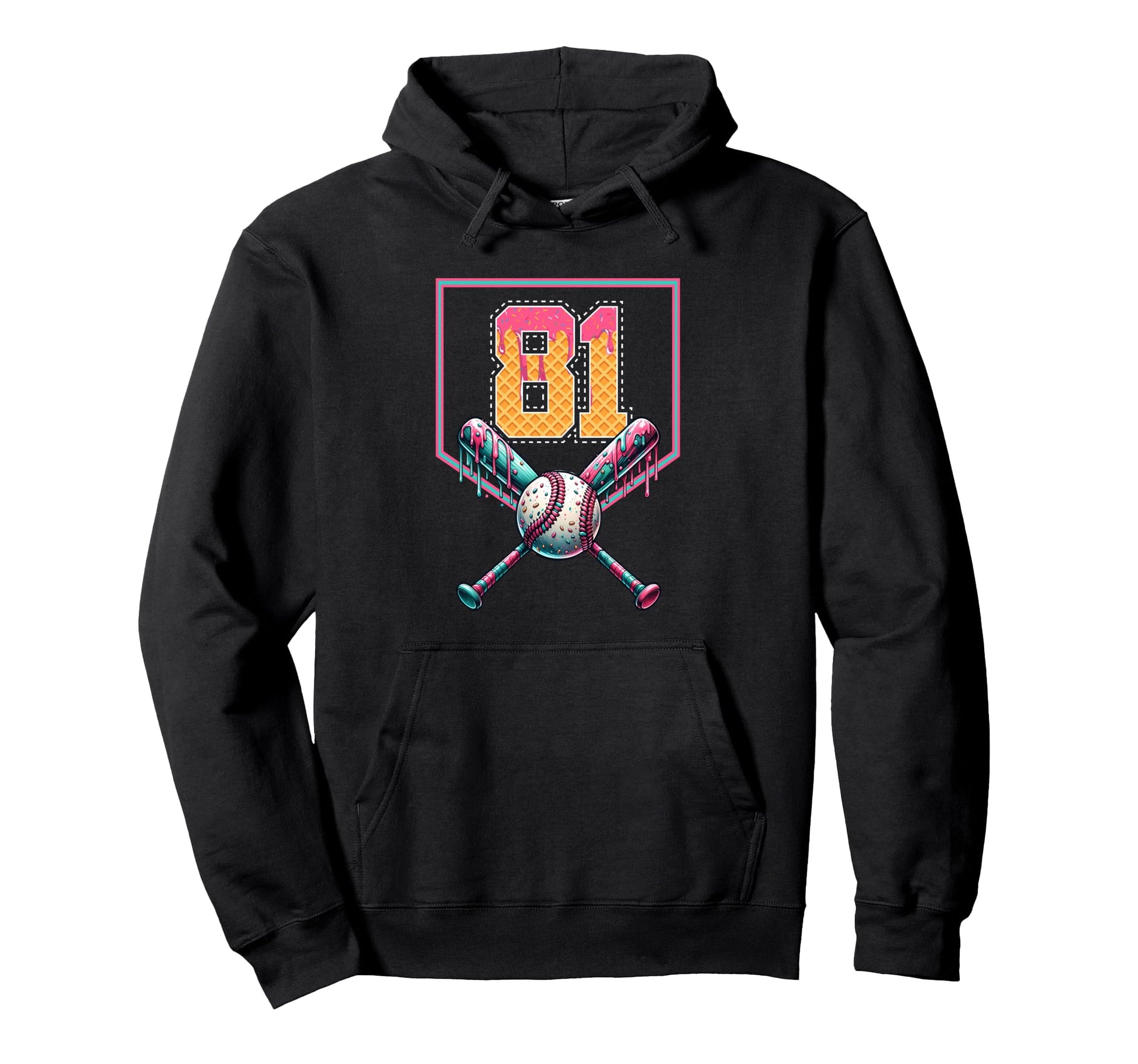 Baseball Drip Number 81 Player Or Hoodie - Minimalist Print for Adults - T-Shirt, Sweatshirt, Hoodie