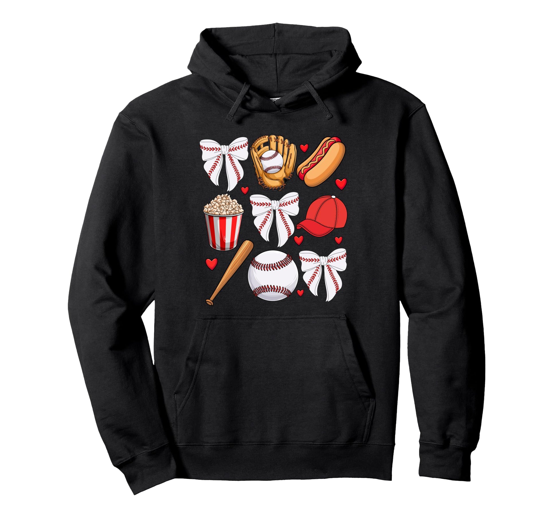 Baseball Coquette Bow Baseball Cheer Mom Hoodie - Custom Art Print Unisex - T-Shirt, Sweatshirt, Hoodie