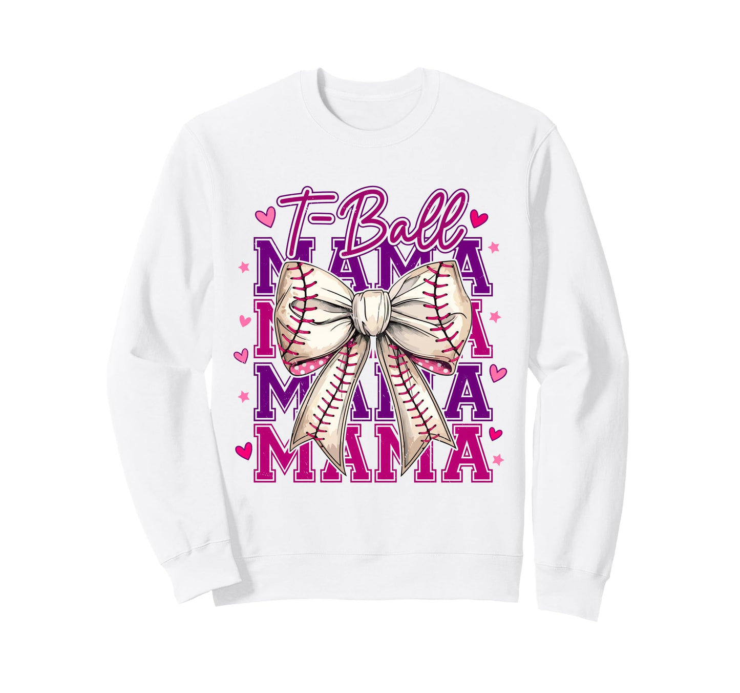 T Ball Mama Baseball Mom Coquette Sweatshirt - Custom Art Print for Adults - T-Shirt, Sweatshirt, Hoodie