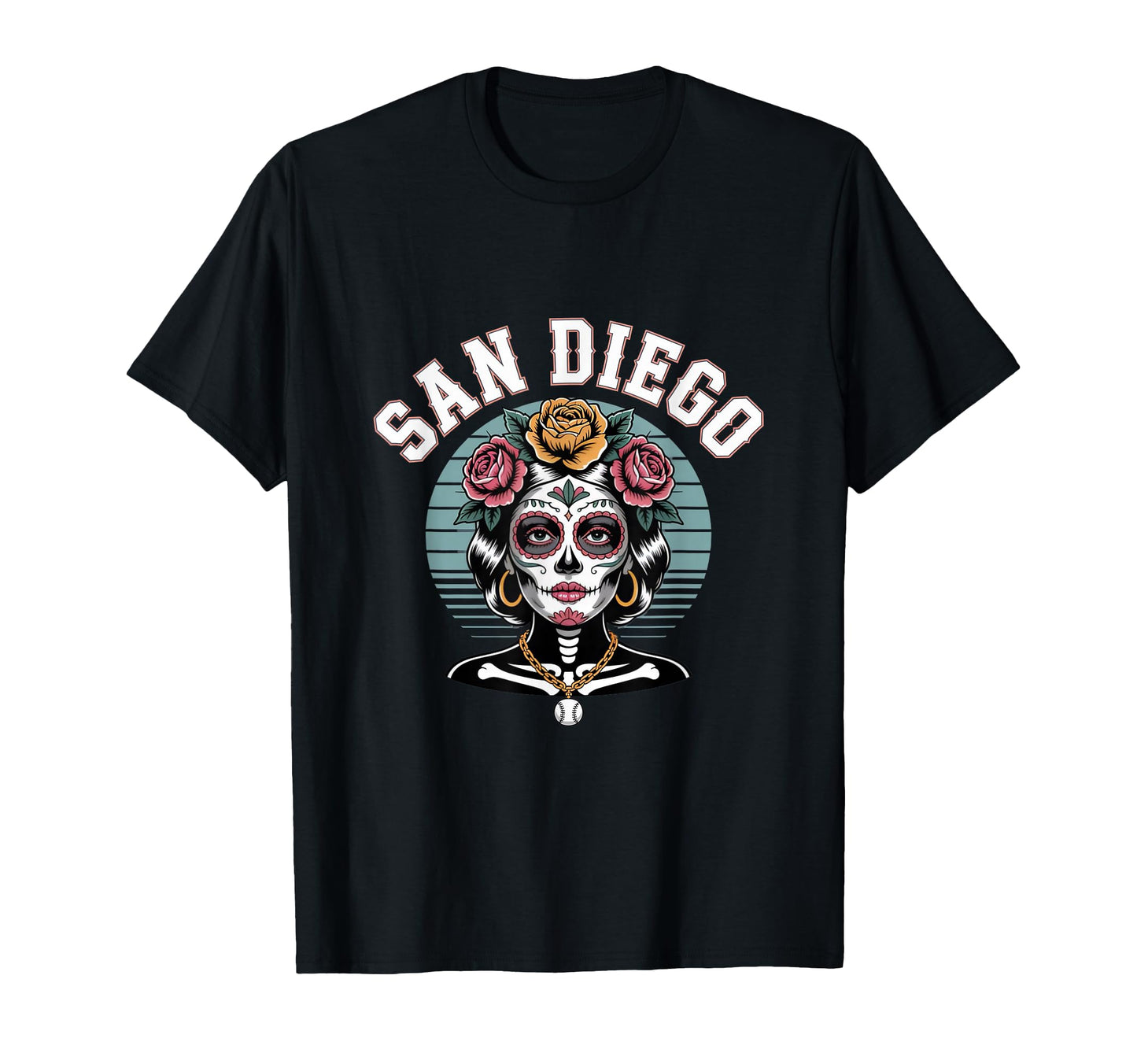 San Diego Sugar Skull Flower City T-Shirt - Fun Novelty Design Men Women - T-Shirt, Sweatshirt, Hoodie