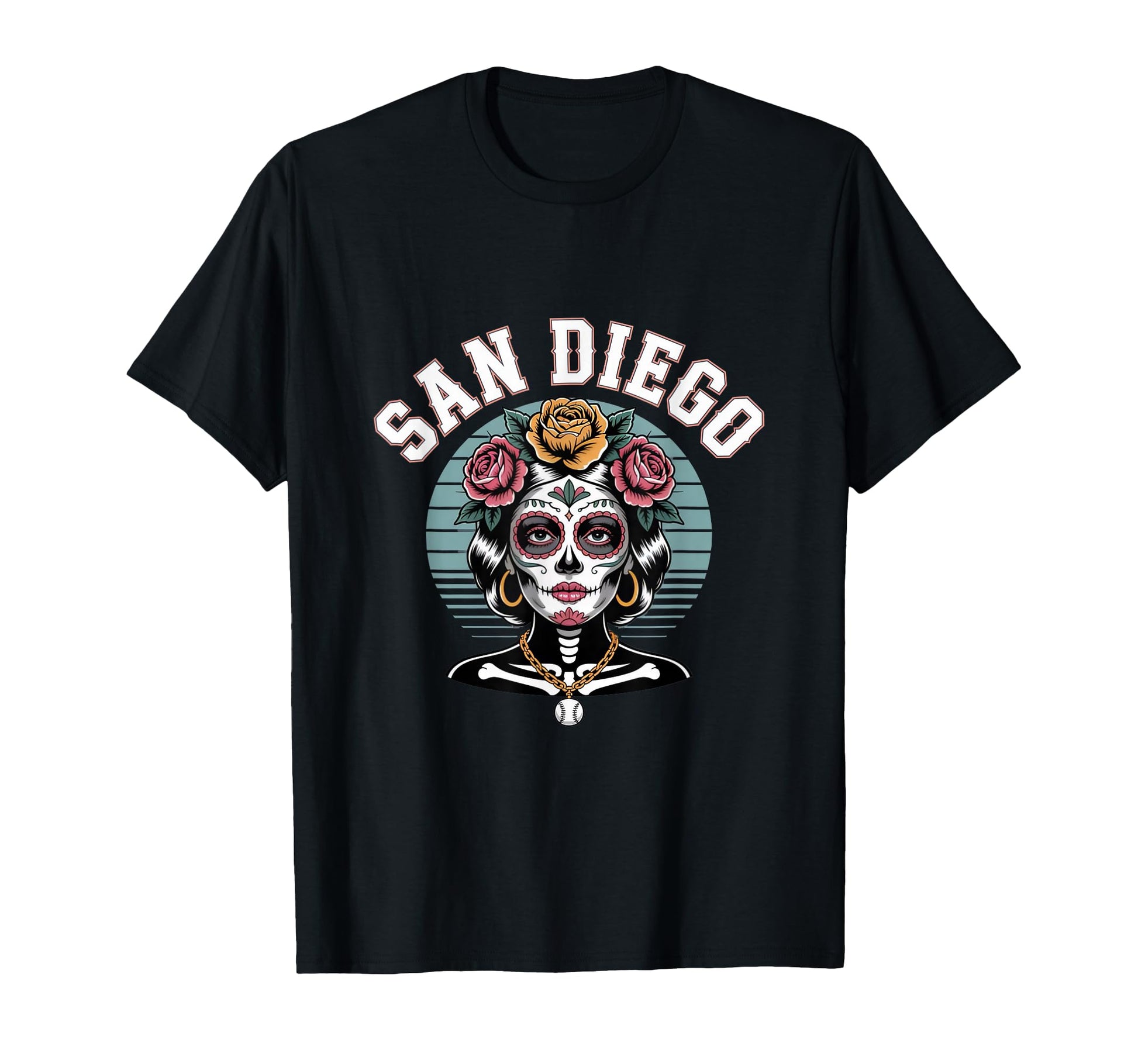 San Diego Sugar Skull Flower City T-Shirt - Fun Novelty Design Men Women - T-Shirt, Sweatshirt, Hoodie