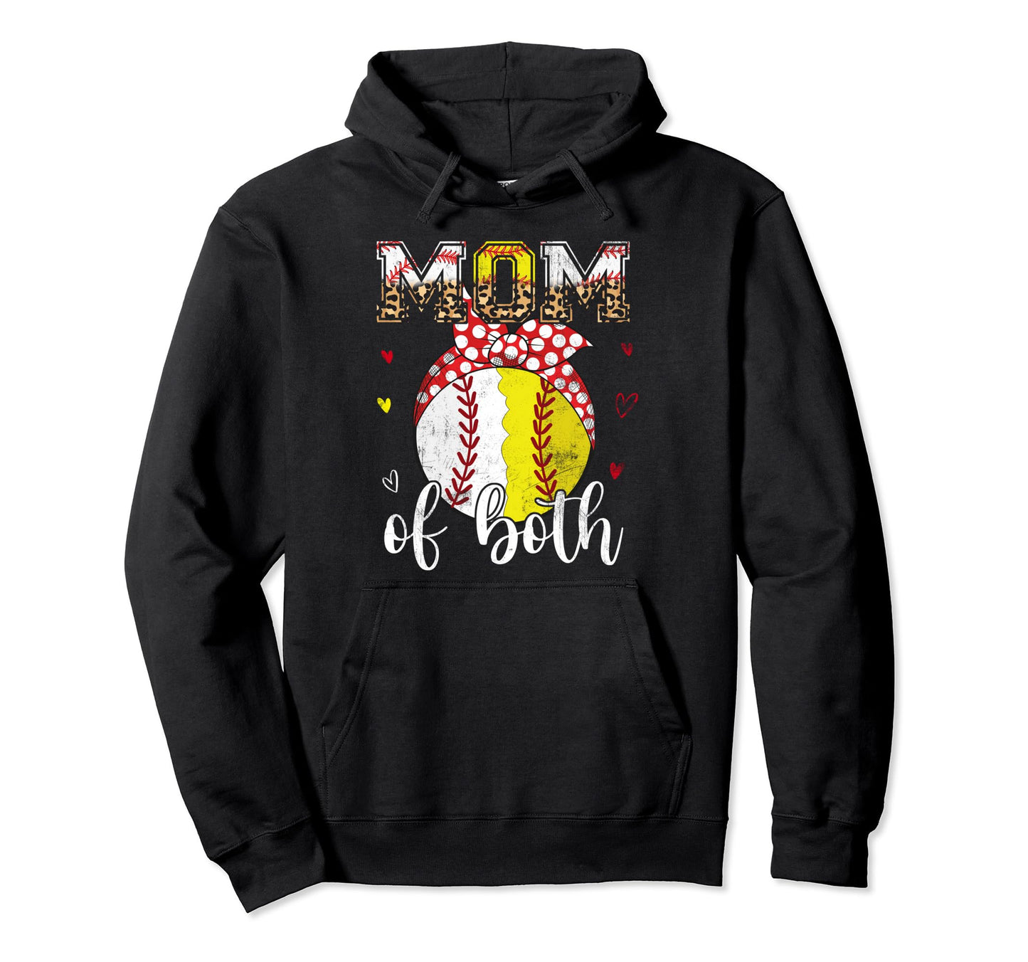 Mom Both Baseball Softball Bandana Hoodie - Custom Art Print Men Women - T-Shirt, Sweatshirt, Hoodie