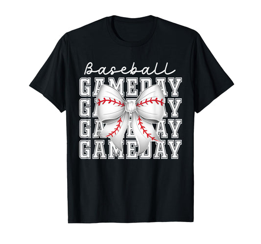 Baseball Game Day Mom Coquette Bow T-Shirt - Aesthetic Graphic Unisex - T-Shirt, Sweatshirt, Hoodie