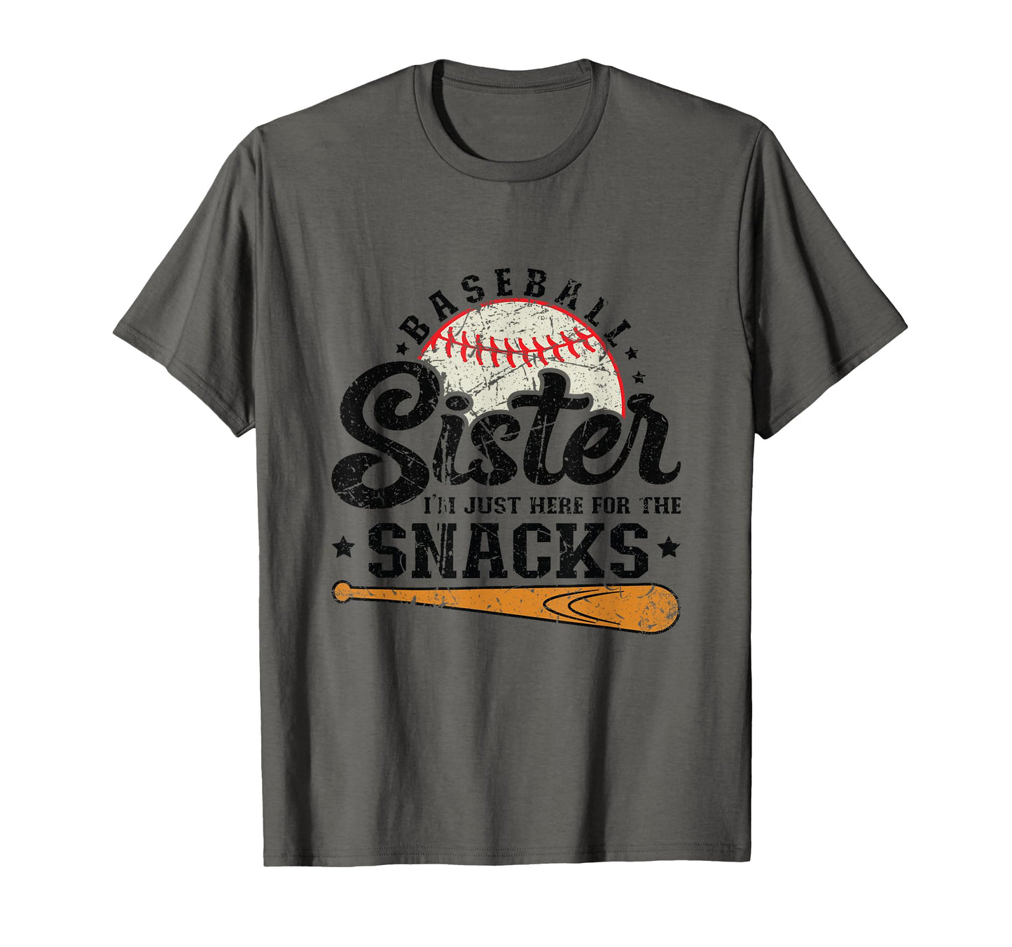 Baseball Sister Im Just Here Snacks T-Shirt - Graphic Print for Adults - T-Shirt, Sweatshirt, Hoodie
