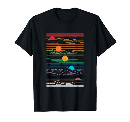 80S Vaperwave Setting Sunset Waveform T-Shirt - Novelty Apparel for Adults - T-Shirt, Sweatshirt, Hoodie