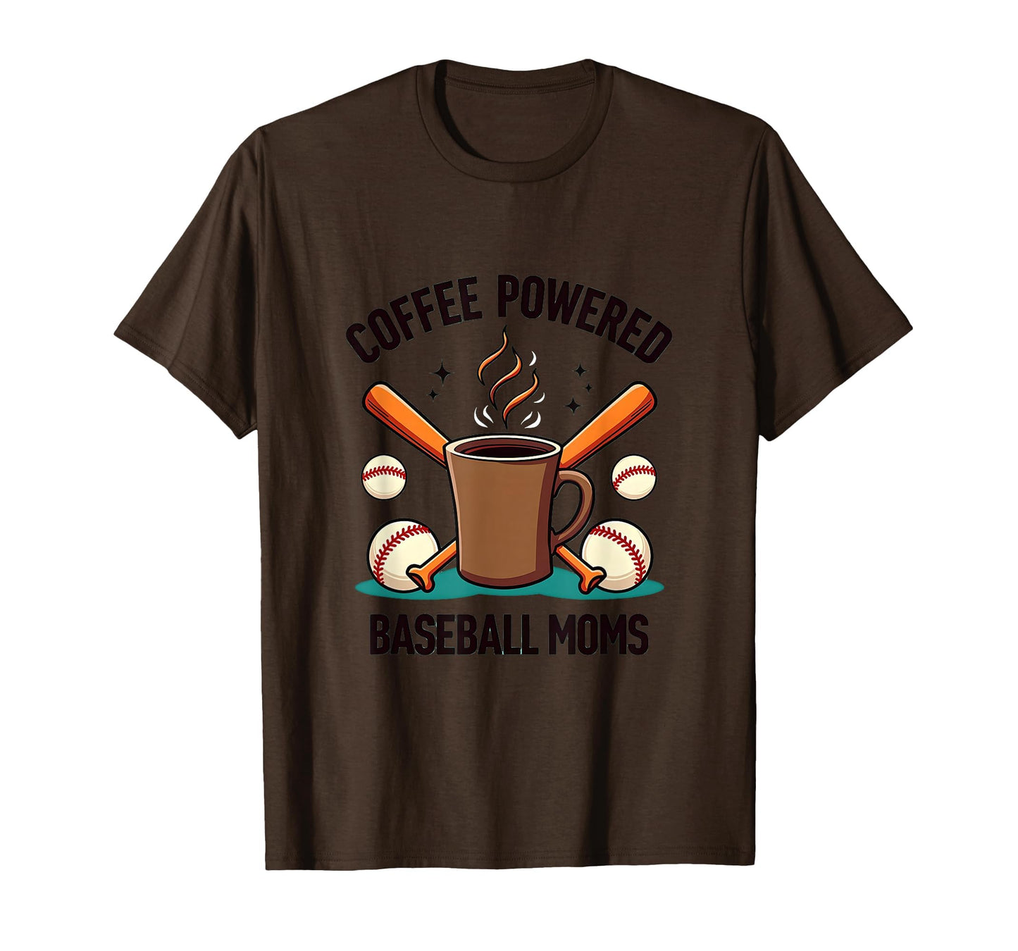 Coffee Powered Baseball Mom T-Shirt - Trendy Graphic for Adults - T-Shirt, Sweatshirt, Hoodie