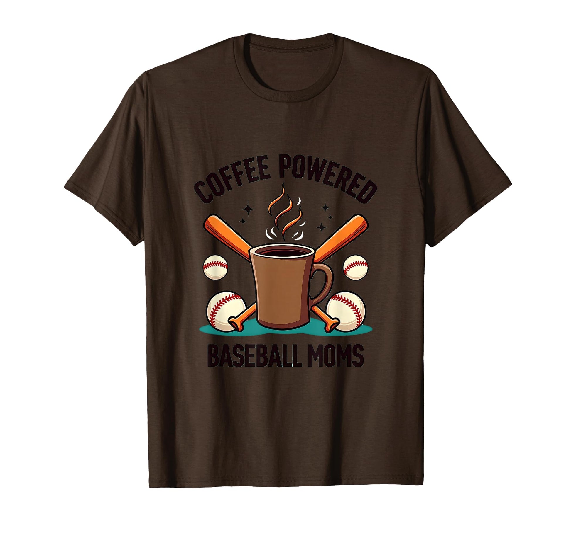 Coffee Powered Baseball Mom T-Shirt - Trendy Graphic for Adults - T-Shirt, Sweatshirt, Hoodie