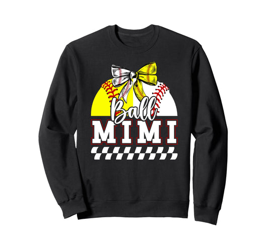 Ball Mimi Grandma Coquette Baseball Sweatshirt - Unique Graphic for Adults - T-Shirt, Sweatshirt, Hoodie