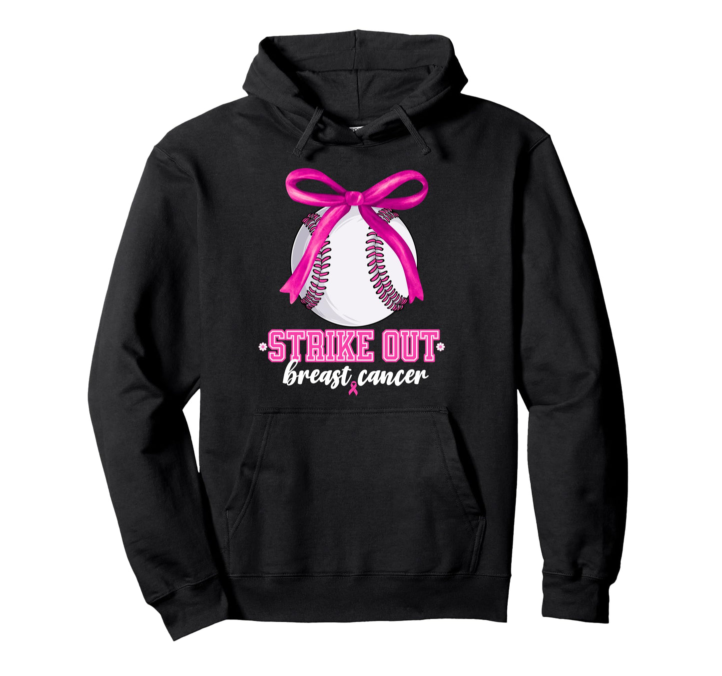 Strike Out Baseball Breast Cancer Hoodie - Minimalist Print Unisex - T-Shirt, Sweatshirt, Hoodie