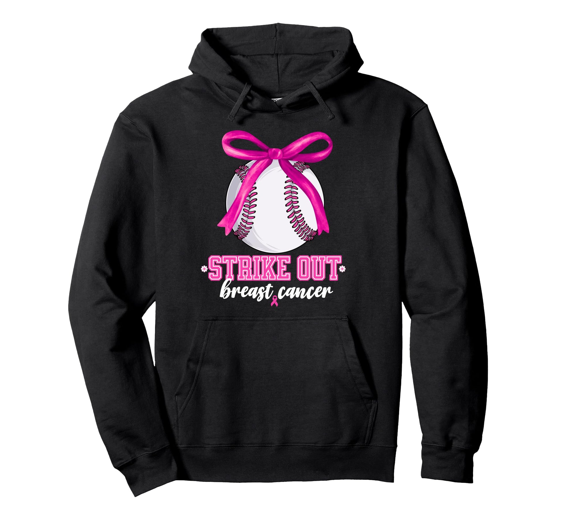 Strike Out Baseball Breast Cancer Hoodie - Minimalist Print Unisex - T-Shirt, Sweatshirt, Hoodie
