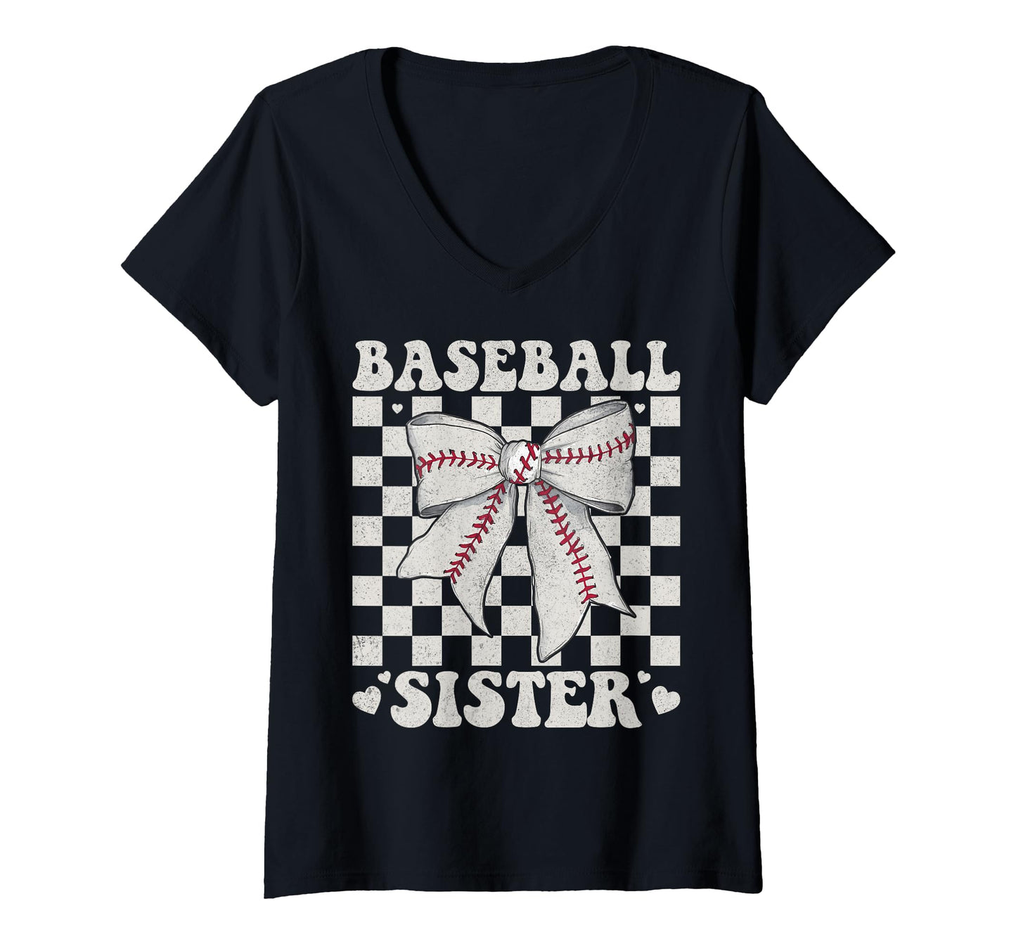 Baseball Sister Bow Laces Gift Sis T-Shirt - Fun Novelty Design for Adults - T-Shirt, Sweatshirt, Hoodie
