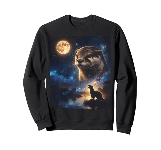 90S Otter Howling Moon Y2K Sweatshirt - Casual Everyday Wear Unisex - T-Shirt, Sweatshirt, Hoodie
