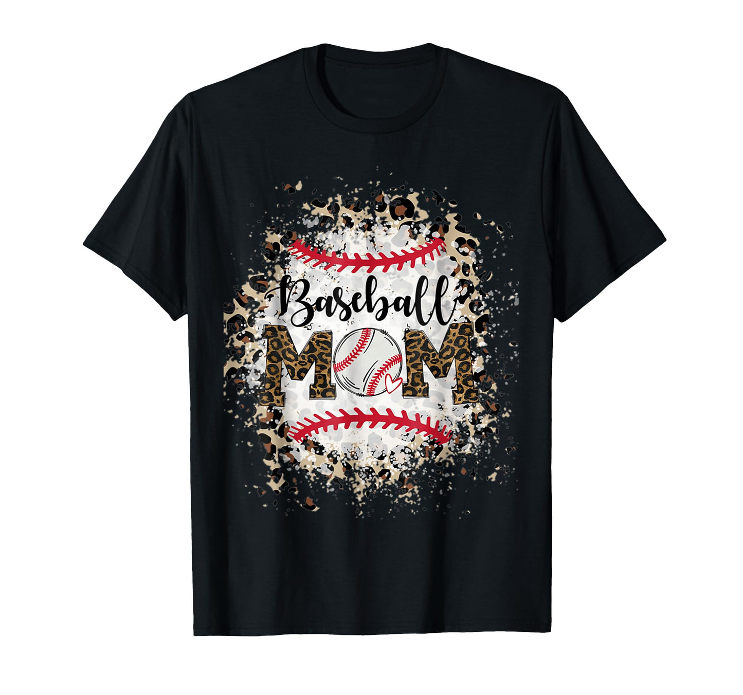 Bleached Softball Baseball Mom Leopard T-Shirt - Novelty Apparel Unisex - T-Shirt, Sweatshirt, Hoodie