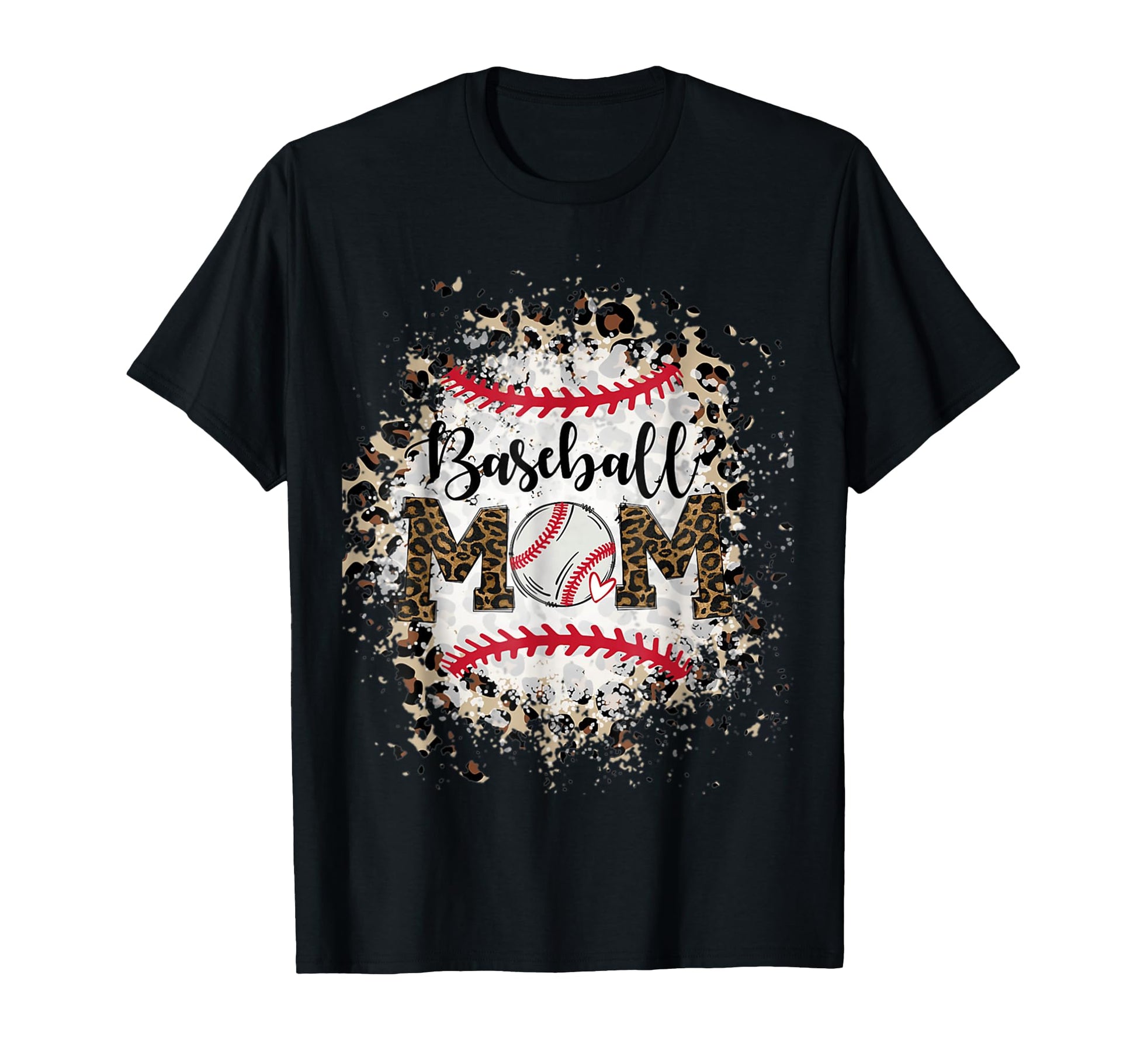 Bleached Softball Baseball Mom Leopard T-Shirt - Novelty Apparel Unisex - T-Shirt, Sweatshirt, Hoodie
