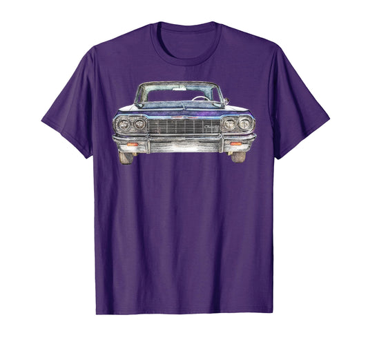 64 Impala Front Lowrider Mens Auto Car T-Shirt - Fun Novelty Design Unisex - T-Shirt, Sweatshirt, Hoodie
