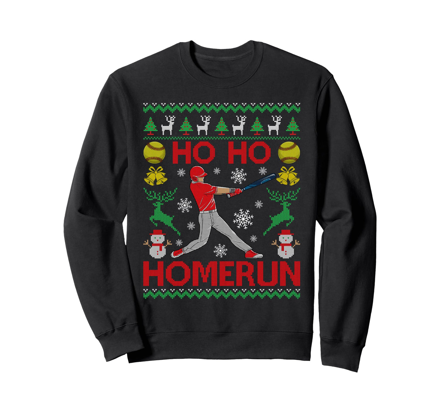 Hoho Homerun Softball Player Merry Sweatshirt - Graphic Print Men Women - T-Shirt, Sweatshirt, Hoodie