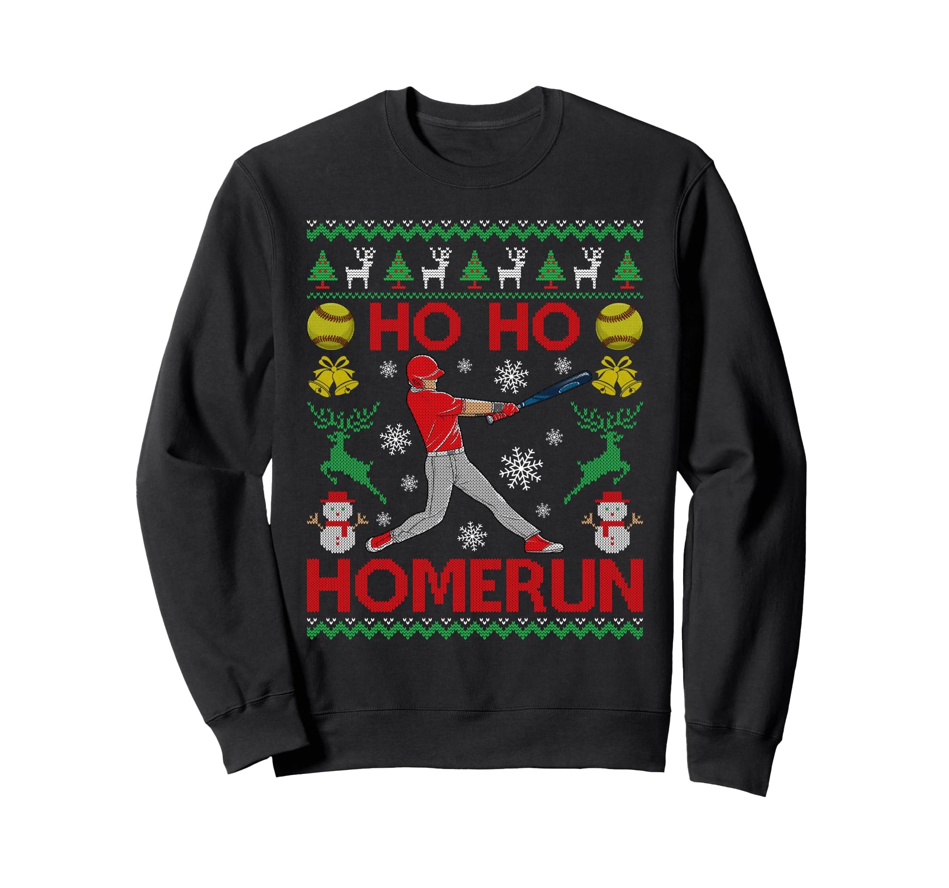 Hoho Homerun Softball Player Merry Sweatshirt - Graphic Print Men Women - T-Shirt, Sweatshirt, Hoodie