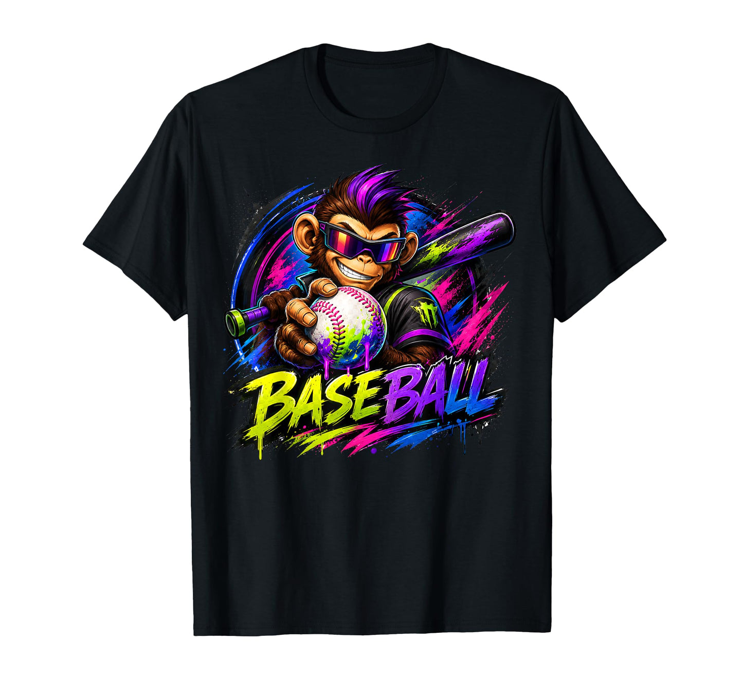 Monkey Funny Animals Baseball Ice Cream T-Shirt - Streetwear Style Unisex - T-Shirt, Sweatshirt, Hoodie