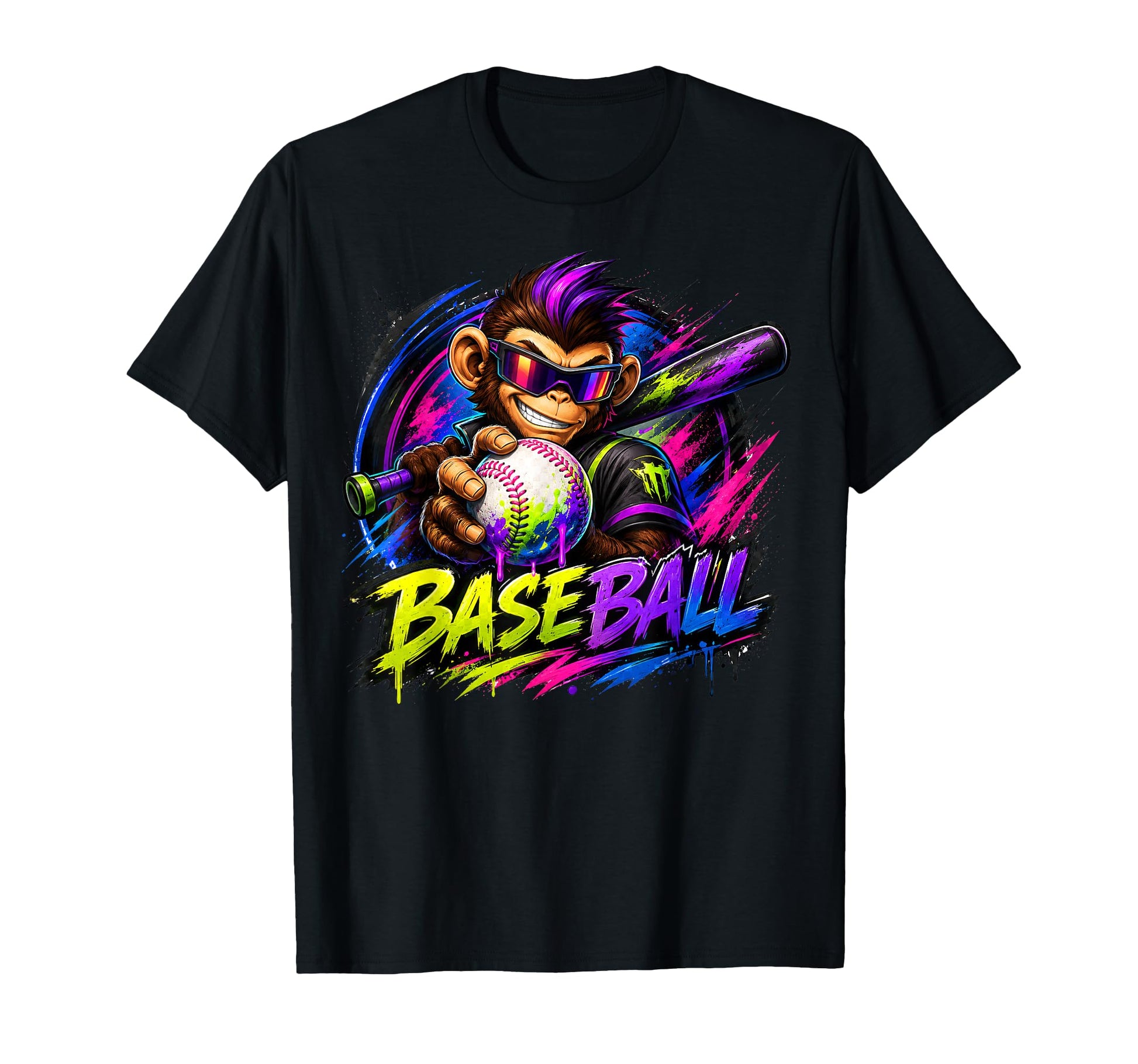 Monkey Funny Animals Baseball Ice Cream T-Shirt - Streetwear Style Unisex - T-Shirt, Sweatshirt, Hoodie