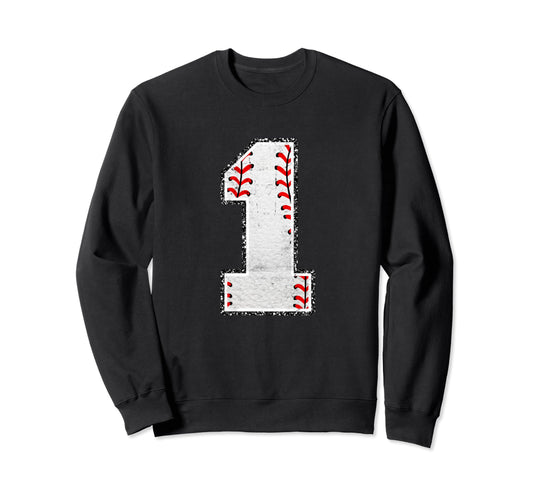 1 Baseball Distressed Number Sweatshirt - Streetwear Style Men Women - T-Shirt, Sweatshirt, Hoodie