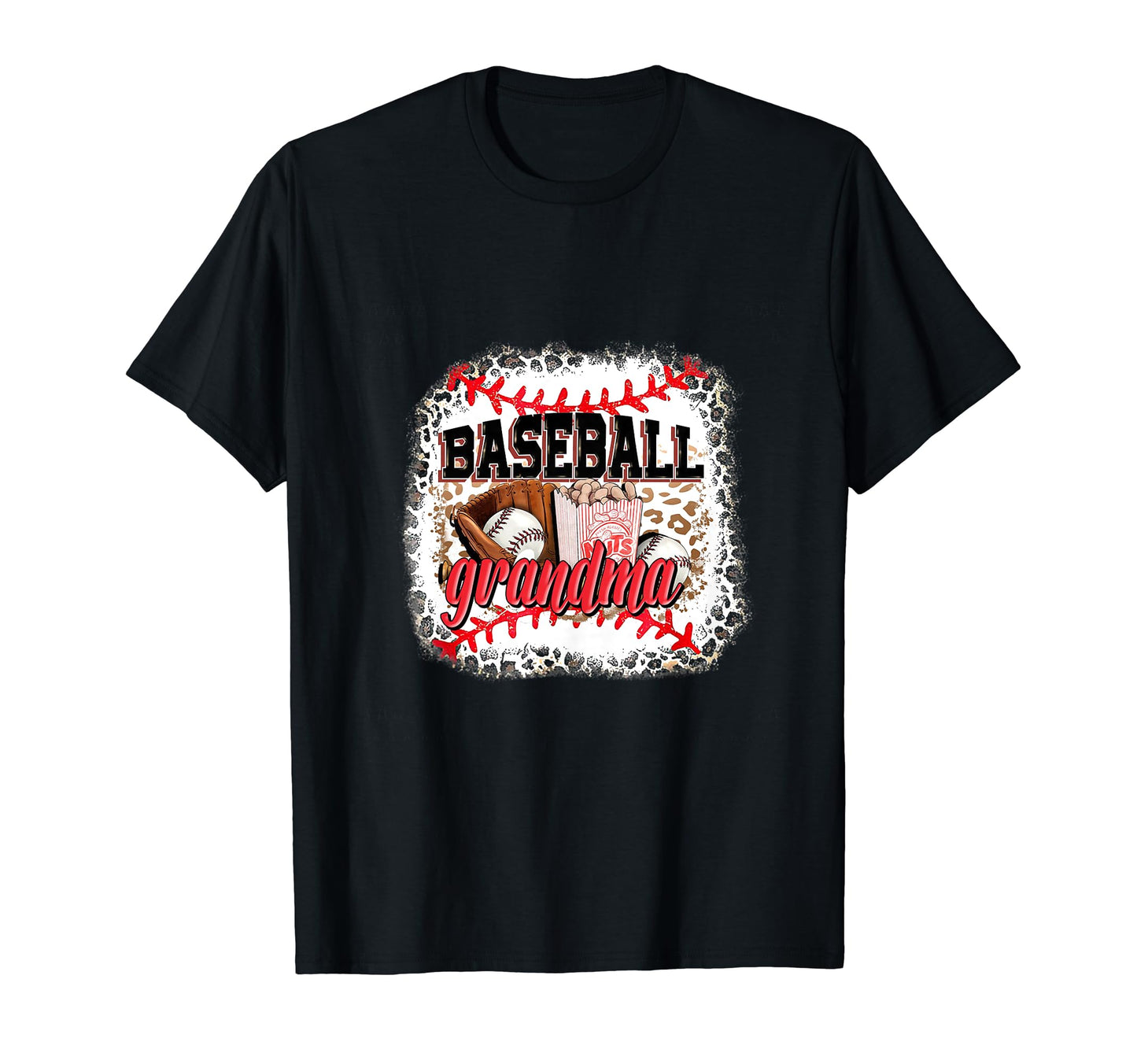 Softball Baseball Grandma Mom Leopard T-Shirt - Graphic Print for Adults - T-Shirt, Sweatshirt, Hoodie