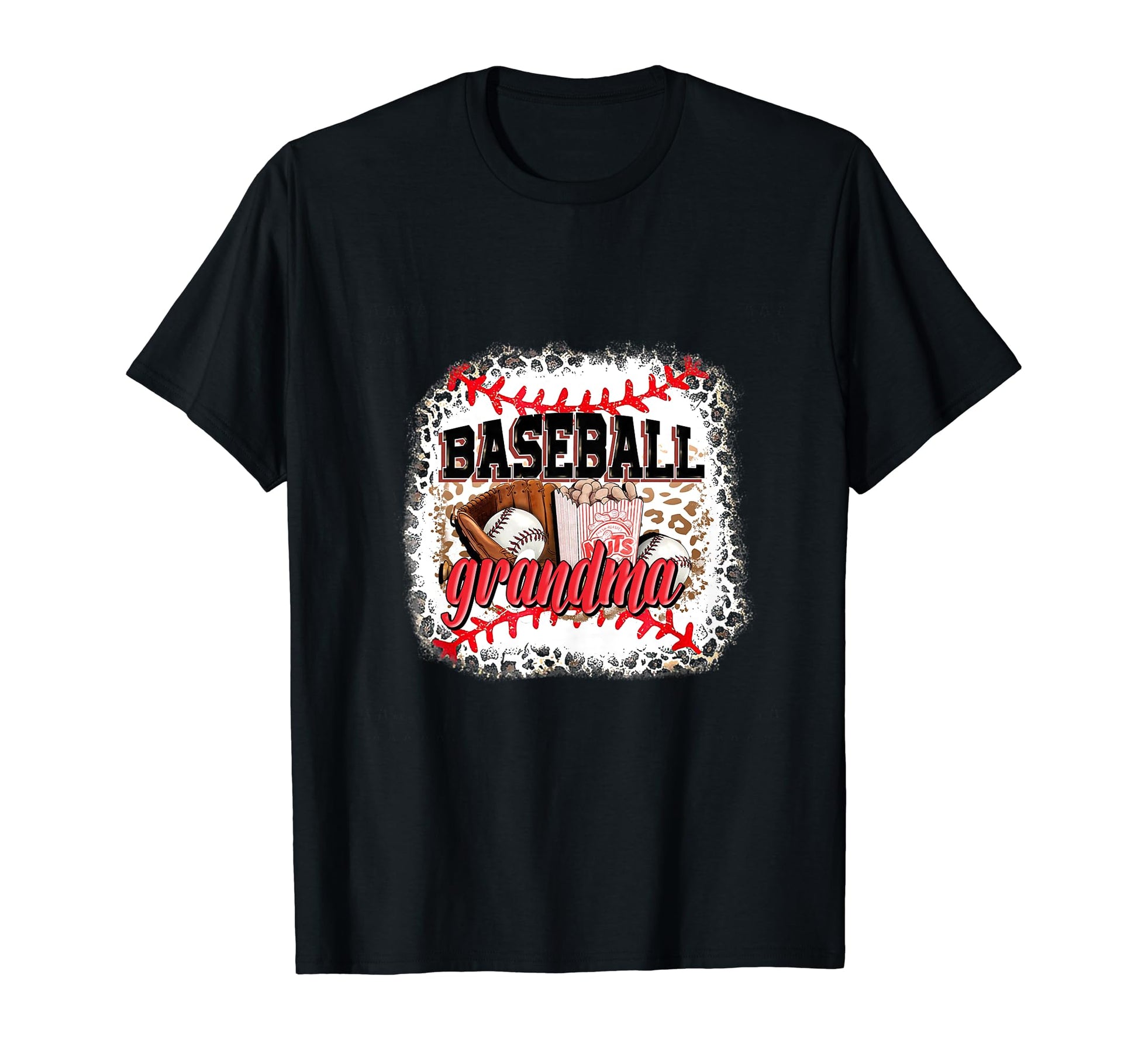 Softball Baseball Grandma Mom Leopard T-Shirt - Graphic Print for Adults - T-Shirt, Sweatshirt, Hoodie