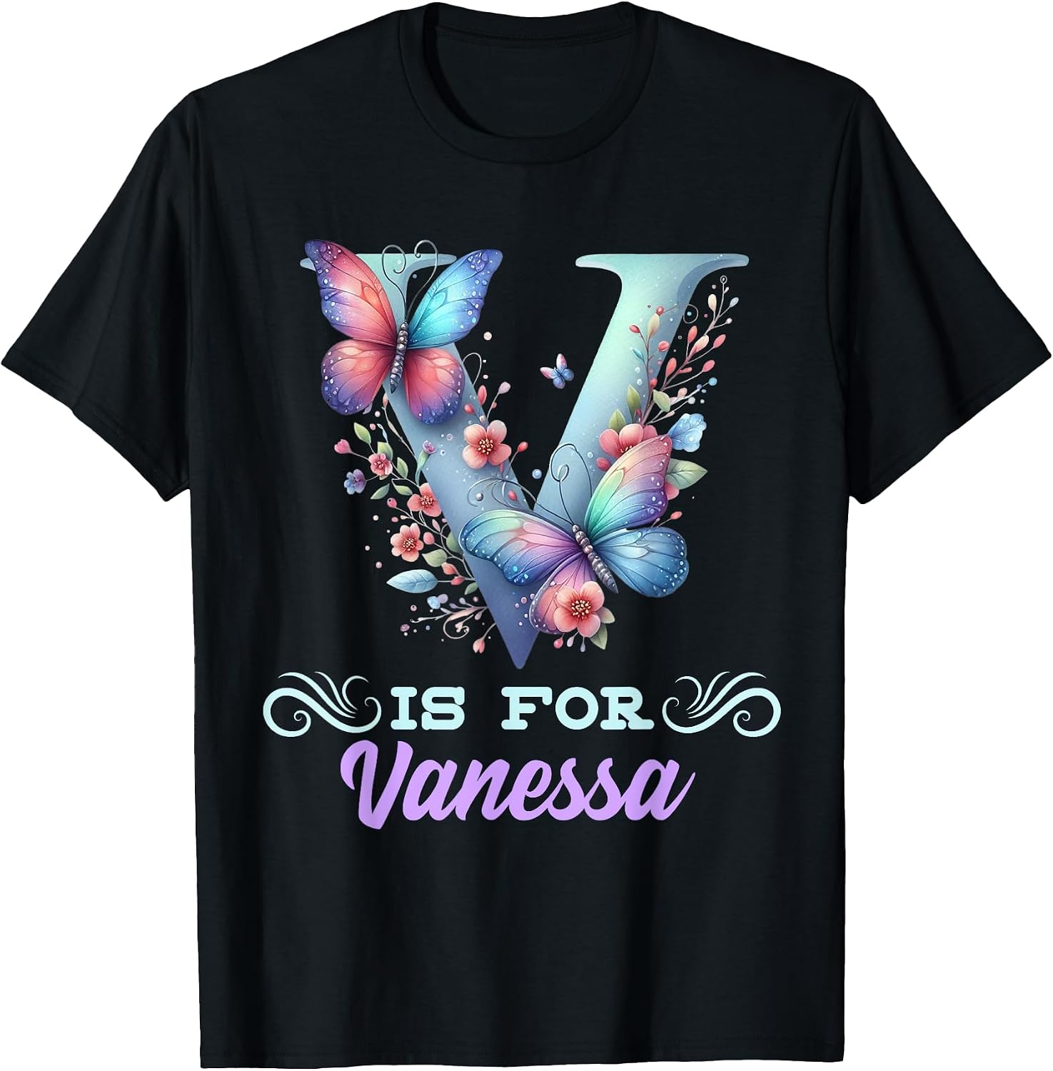 Vanessa Spring Garden Initial Name - Adult & Kids T-Shirts, Sweatshirts & Hoodies apparel design preview 1
