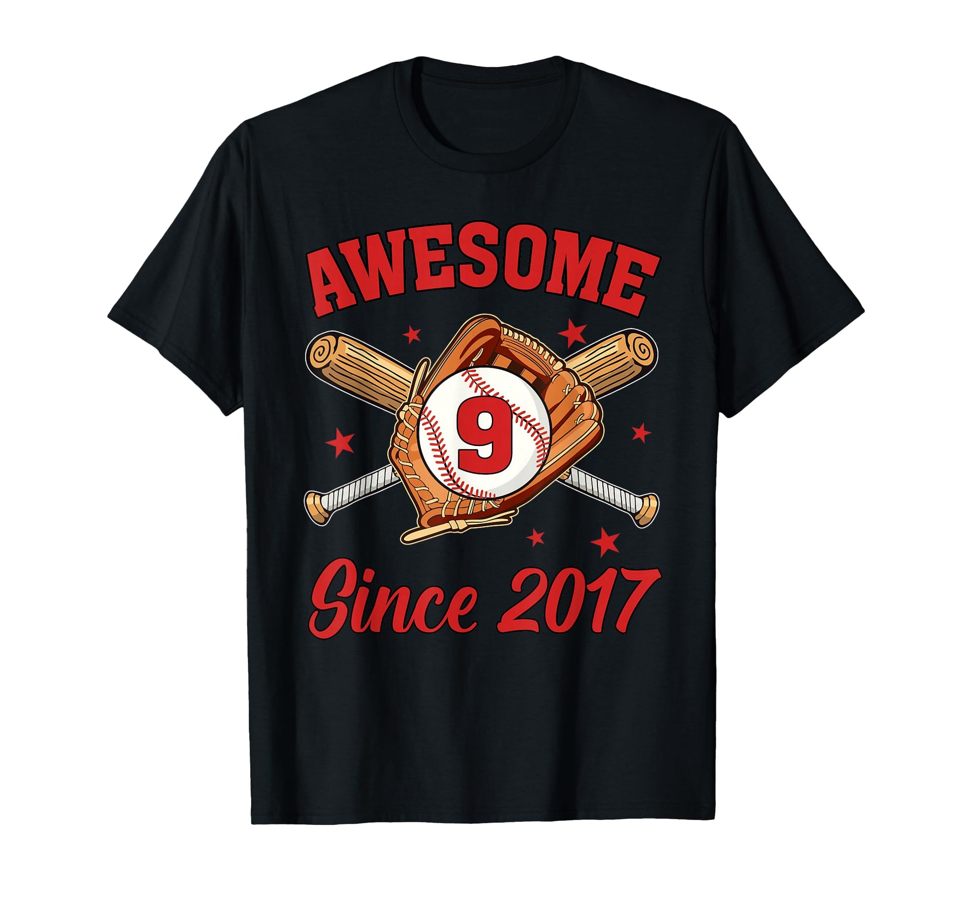 9 Year Old Awesome Since 2017 T-Shirt - Custom Art Print for Adults - T-Shirt, Sweatshirt, Hoodie