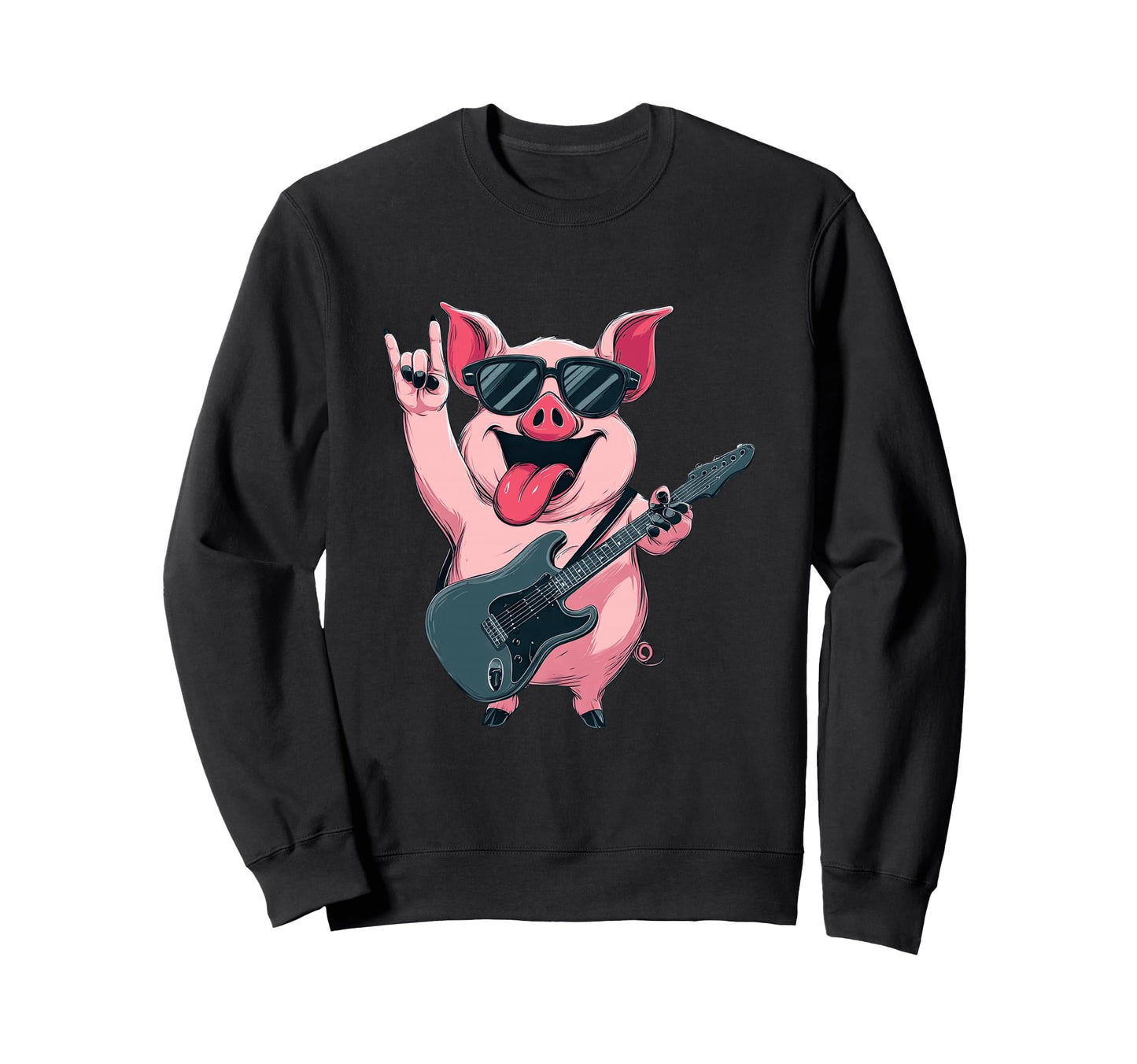 Rockstar Pig Sunglasses Electric Sweatshirt - Custom Art Print for Adults - T-Shirt, Sweatshirt, Hoodie