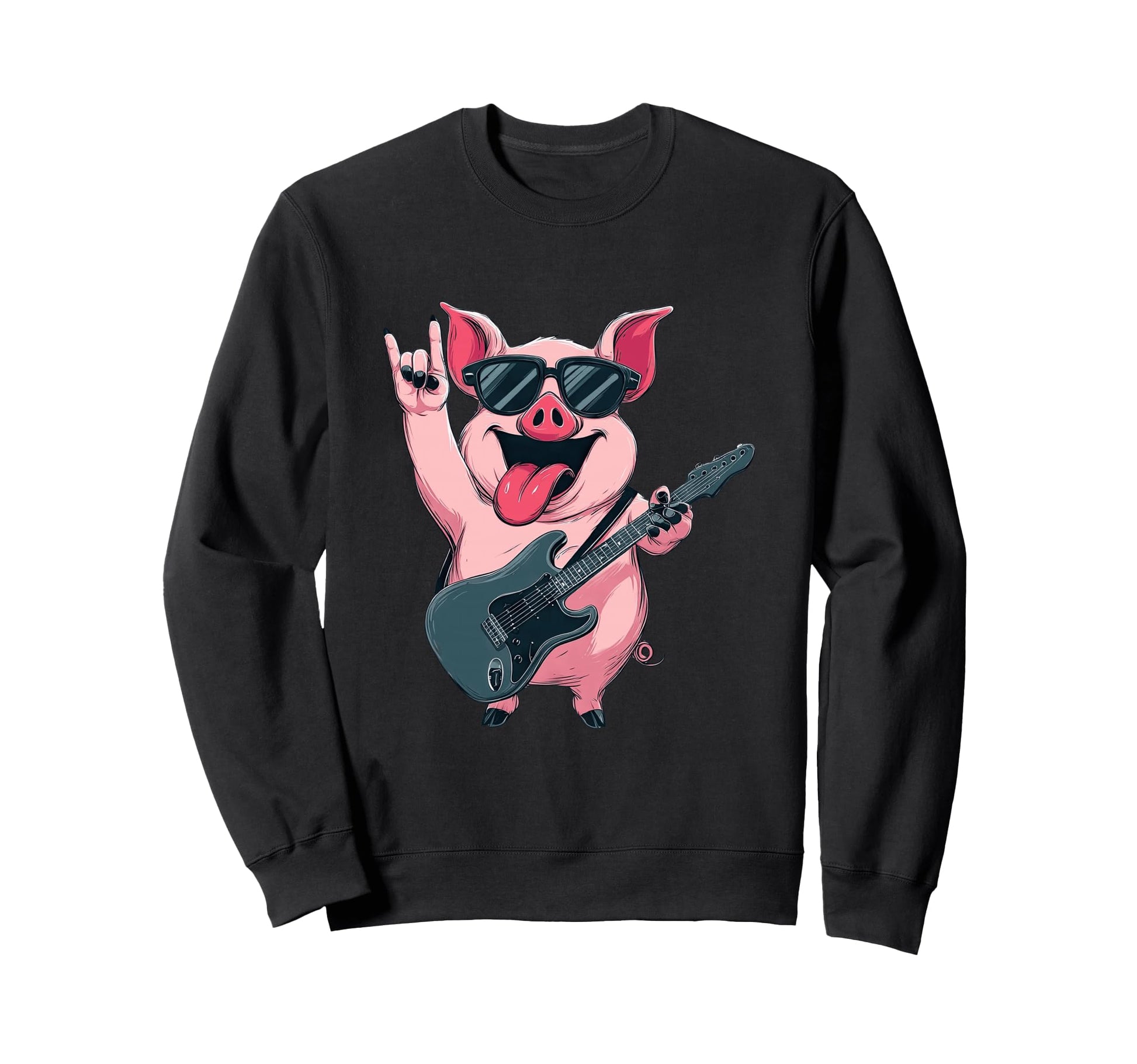 Rockstar Pig Sunglasses Electric Sweatshirt - Custom Art Print for Adults - T-Shirt, Sweatshirt, Hoodie