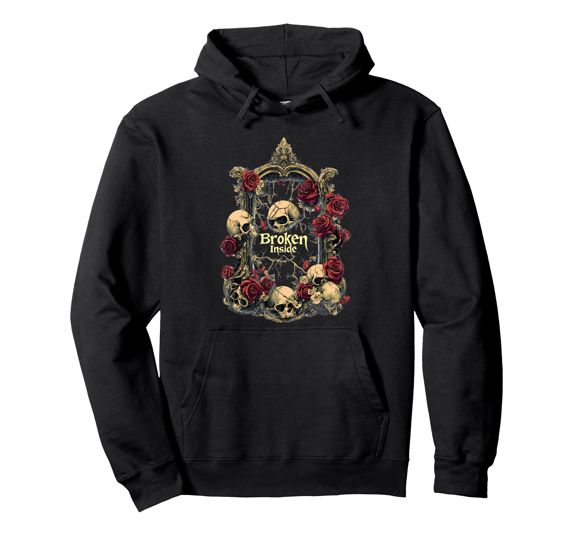Broken Inside Gothic Alt Grunge Hip Hop Hoodie - Unique Graphic for Adults - T-Shirt, Sweatshirt, Hoodie
