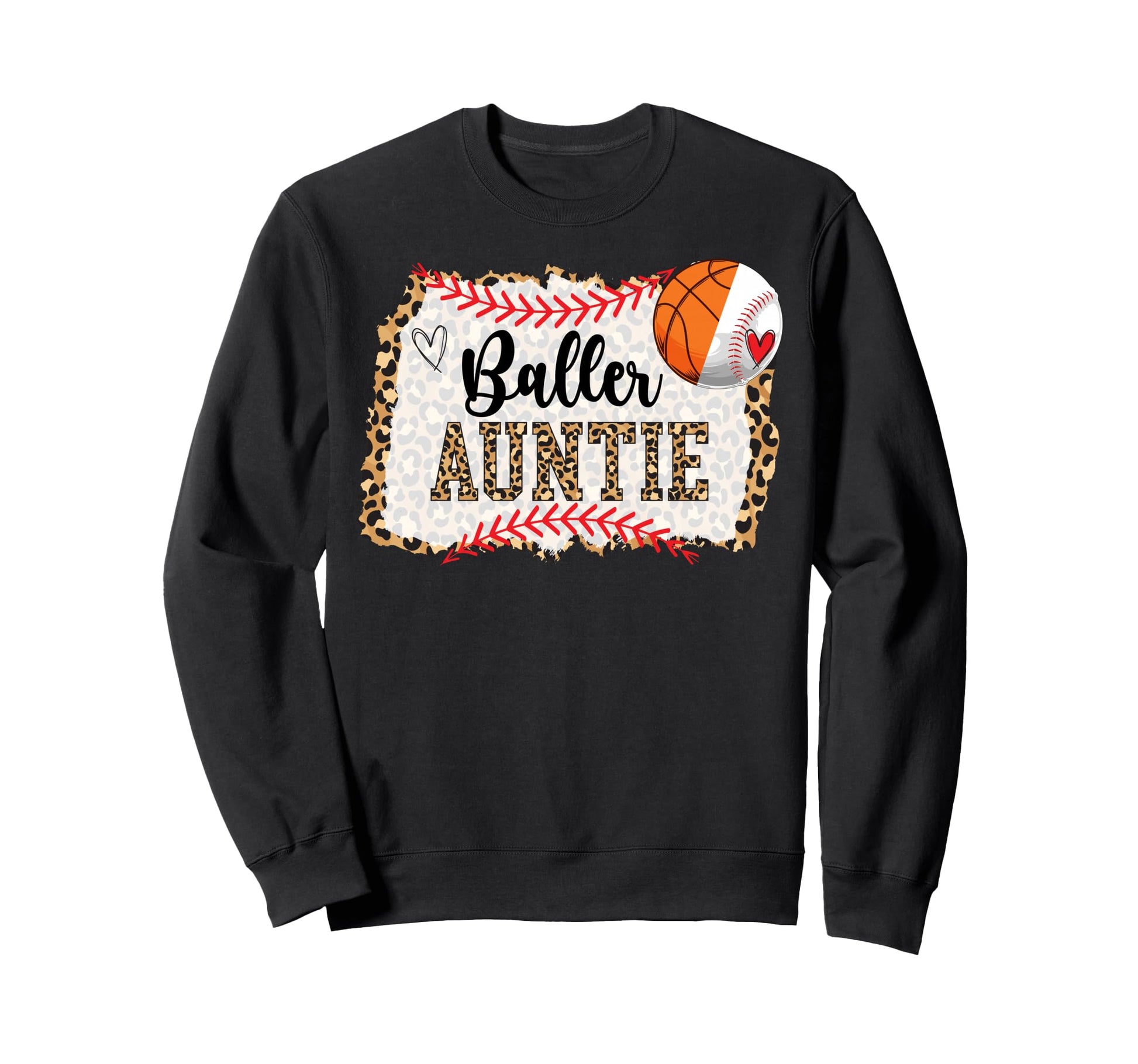 Baller Auntie Leopard Basketball Sweatshirt - Fun Novelty Design Unisex - T-Shirt, Sweatshirt, Hoodie
