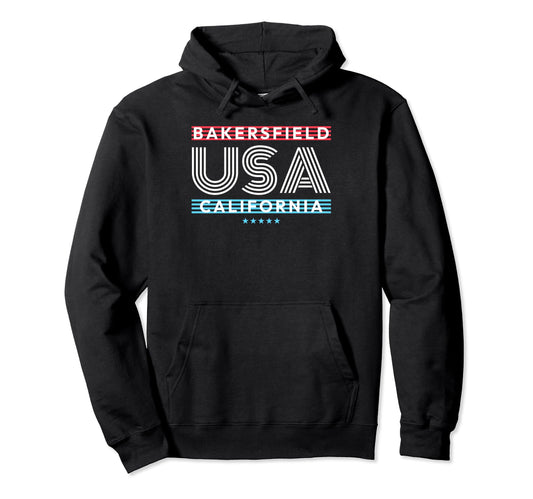 Bakersfield Usa Stripes Hoodie - Streetwear Style for Adults - T-Shirt, Sweatshirt, Hoodie
